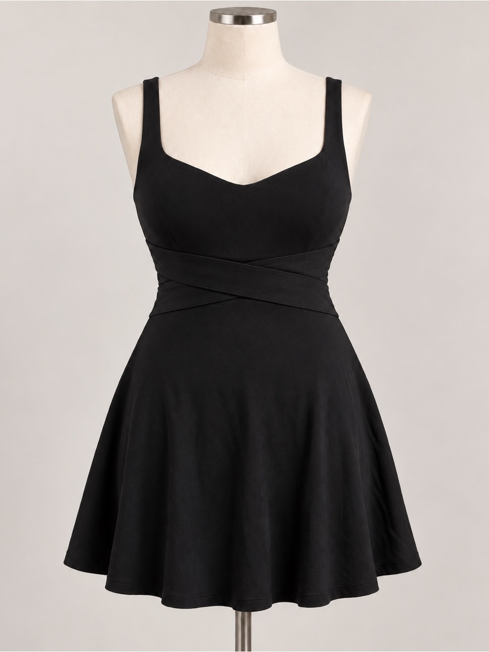 HALARA Black Sleeveless Fit-and-Flare Mini Dress